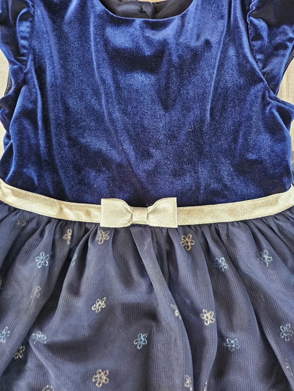 Jona Michelle Sapphire Blue Party Dress Girls Size 8 Ruffles Glitter & Flare EUC